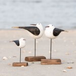 Ib Laursen Dřevěná dekorace Bird Nautico 13,5 cm, přírodní barva, dřevo, kov