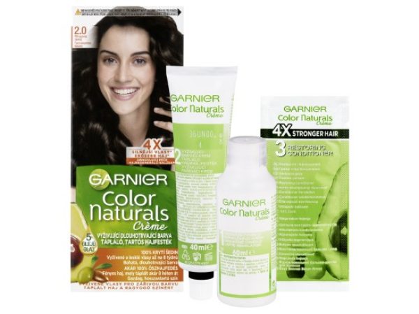 Garnier Color Naturals permanentní barva na vlasy 2.0 přirozená černá, 60+40+12ml
