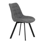 Židle jídelní, šedá látka, nohy černý kov