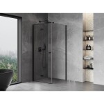 MEXEN/S - Mist-F sprchový kout skládací dveře levá 75 x 75, transparent, černá 8A6T-075-075-70-00-L