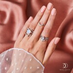 Emporial rhodiovaný prsten DR15554R-SILVER-TOPAZ-MOONSTONE Velikost: 6 (EU: 51-53)