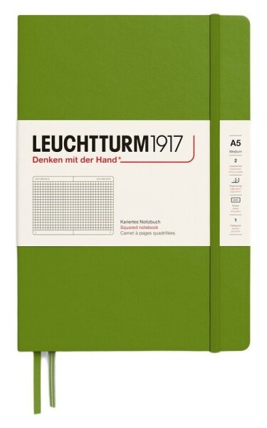 Zápisník Leuchtturm1917 A5 tvrdé desky Moss čtverečkovaný