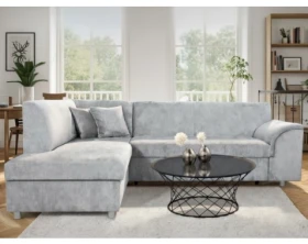 Rohová sedací souprava Bernett, holubí šedá látka, levý roh