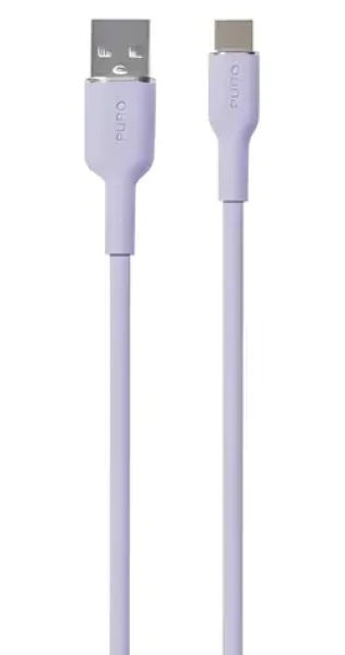 Puro Soft Silicone Cable levandulová / Datový kabel / USB-A / USB-C / 1.5m (PUUSBCICONLVD)