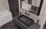 Umyvadlo na desku SAT Cemento 64x36,5 cm antracit bez přepadu CEM6437A CEM6437A