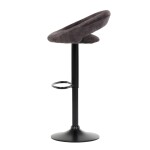 Židle barová, hnědá sametová látka, černá podnož