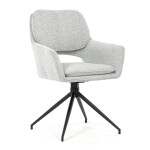 Židle jídelní, krémová látka, noha černý kov, otočný mechanismus 360°