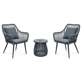 Zahradní set 1+2, solární podsvícení, kov, šedá, AZS-L1314 GREY