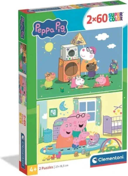 CLEMENTONI Puzzle Prasátko Peppa: Na hřišti a v pokoji