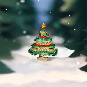 Vánoční brož Christmas Tree 17 - vánoční stromeček, Zlatá