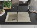 MEXEN/S - Cesar granitový dřez 1 s odkapávačem 775 x 470 mm, béžová, + černý sifon 6514771010-69-B