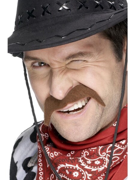 Knír kovboj hnědý nalepovací