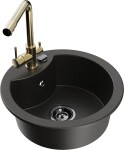 MEXEN/S - Diego granitový dřez včetně baterie Duero, černá/zlatá metalik 6512-75-671600-50-B