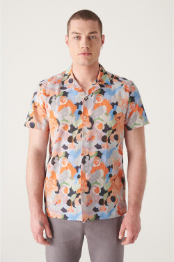 Avva Men's Multicolour (Mixed Color) Printed Short Sleeve Cotton Shirt