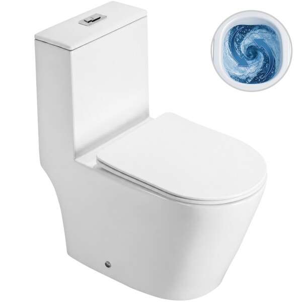 CERANO - WC kombi Marmo, Double Vortex - vírové splachování + Slim/SoftClose sedátko - spodní/zadní odpad - bílá lesklá - 70x36 CER-680360
