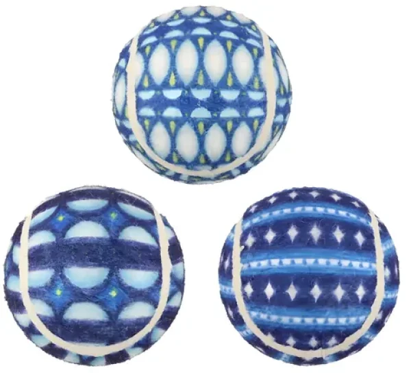 Huhubamboo Vánoční tenisáky 3ks modré / Hračka pro psy / Tenisový míček / 6,3 cm (357028)