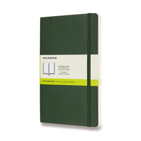 Zápisník Moleskine - měkké desky, L, čistý - tm. zelený