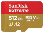 SanDisk Extreme microSDXC 512GB / Paměťová karta / Class 10 / UHS-I U3 / V30 / A2 / čtení: 190 MB/s / zápis: 130 MB/s (SDSQXAV-512G-GN6MN)