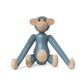 Kay Bojesen Dřevěná opička Monkey Mini Vintage Blue 9,5 cm, modrá barva, dřevo