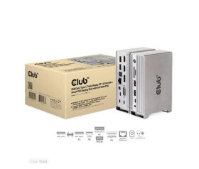 Club3D Dokovací stanice USB-C 12v1, 1xDP, 2xHDMI, 1xVGA, 2xUSB-C, 4xUSB, 1xRJ45, 1x3.5mm, šedá EDF_795184