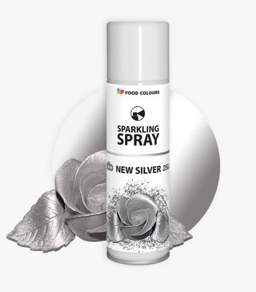 Barva ve spreji Food Colours New Silver (250 ml) Stříbrná