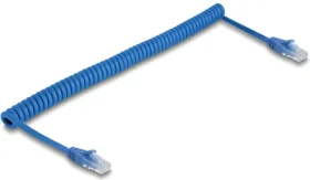 Delock / Síťový kabel / RJ45 Cat.6 UTP / spirálový / 0,8 m / modrý (90362)