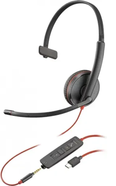 Poly Blackwire C3215 černá / Náhlavní souprava / mikrofon / jedno sluchátko / 3.5mm jack / USB-C (80S05A6)