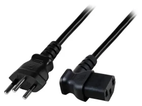EFB Švýcarsko T12 - C13 90° černá / Napájecí kabel / 1,8 m / 10 A / 250 V (EK483.1,8V2)