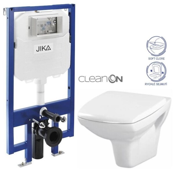 JIKA předstěnový instalační 8 cm systém bez tlačítka + WC CERSANIT CLEANON CARINA + SEDÁTKO H894652 X CA2