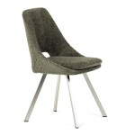 Židle jídelní, zelená látka, kovové nohy, broušená nerez.