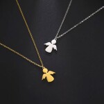 Náhrdelník s přívěskem anděla - chirurgická ocel, Stříbrná 45 cm + 5 cm (prodloužení)