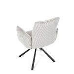 Židle jídelní, krémová manšestrová látka, 360° vratný mechanismus, černý kov