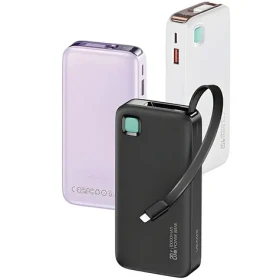 USAMS US-CD225 10000mAh fialová / Power Bank / Výsuvný Lightning kabel / PD 20W (10KCD22503)