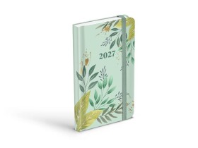 Týdenní diář 2027 MFP 85x140mm Lamino Listy zelené