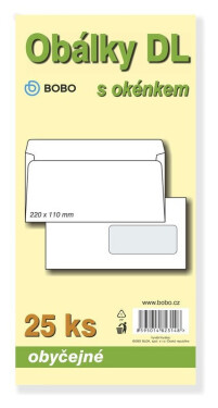Obálky DL obyčejné s okénkem (bal.25ks)