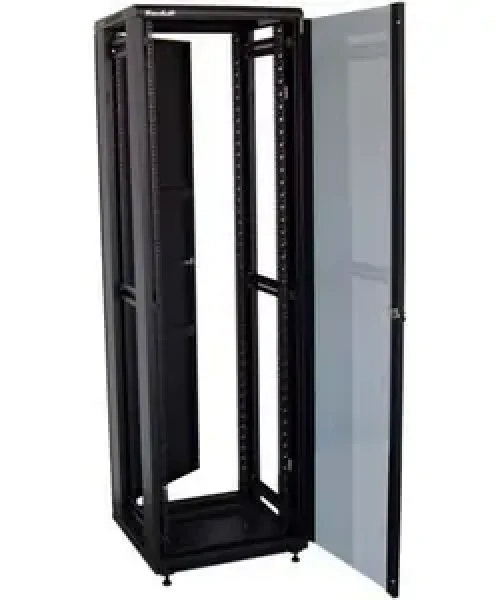 XtendLan 47U/600x600 černý / Stojanový rozvaděč / 19" / skleněné dveře / plná záda (ECO-47U-66-BLACK-S)