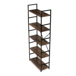 Regál, 5 polic, dekor staré dřevo, MDF, černý lak