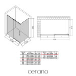 CERANO - Sprchový kout Lantono L/P - 8 mm - Soft-Close - černá matná, transparentní sklo - 140x70x195 - posuvný CER-433172