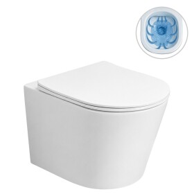 CERANO - WC závěsné Hugo, Vortex - vírové splachování + Slim/SoftClose sedátko - bílá lesklá - 53,5x36 CER-680363