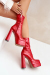 Lakované Kotníkové Boty Na Platformě A Vysokém Podpatku Červené Lotisha 39