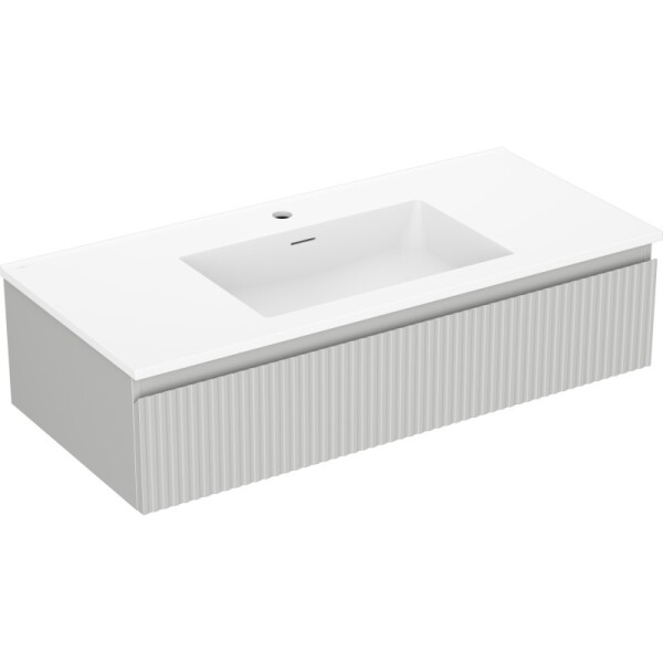 MEXEN/S - Rivel koupelnová skříňka 100 cm s umyvadlem Otis, 1 šuplík, reliéf , šedá mat/bílá mat 91A20-10023-1-BF62-W18M01