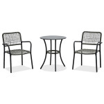 Balkónový set 1+2, stůl 60x60, židle umělý ratan barva antracit, kov antracit