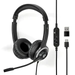 Nedis PC sluchátka černá / Sluchátka / Na uši / Skládací mikrofon / USB-C / USB-A (CHSTU310BK)
