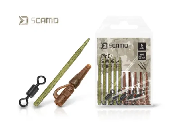 Delphin sCAMO PinC+Swivel+Tube / Sada na montáž kaprů / Velikost 4 / 5 ks (101005896)