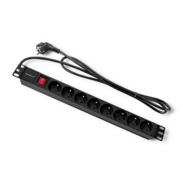 Qoltec 54471 Power strip pro RACK 19" s 8 zásuvky 2m černá / 1U / 16A / PDU (54471)