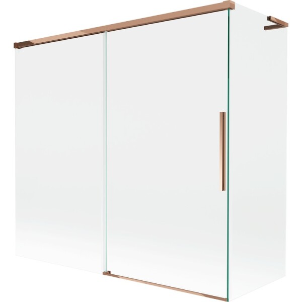 MEXEN/S - Rox L vanová zástěna 2-křídlová posuvná 170 + 70 x 150, transparent, růžové zlato 8C9L-170-070-60-00