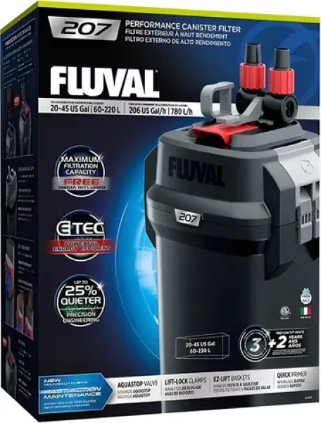 Fluval 207 / Vnější akvarijní filtr / Pro akvária 60-220 l / Výkon čerpadla 550 l/h (FV-4449)