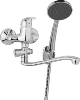 JB Sanitary Nástěnná umyvadlová a sprchová baterie SLIM, rozteč 100 mm, otočný přepínač, s příslušenstvím, S ramínko 300 mm A10 32 41