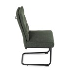 Židle jídelní, taštičkové pružiny v sedáku, madlo na opěráku, zelená látka, černý kov