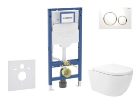 GEBERIT - Duofix Set předstěnové instalace, klozetu Oudee Vortex a sedátka softclose, tlačítko Sigma20, bílá/pozlacená SANI11CA3176B